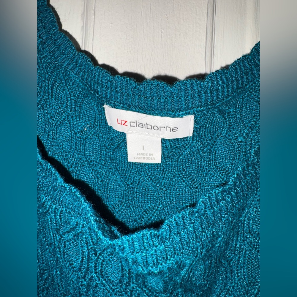 Liz Claiborne Aqua Knit Tank Top Size L - Picture 2 of 7